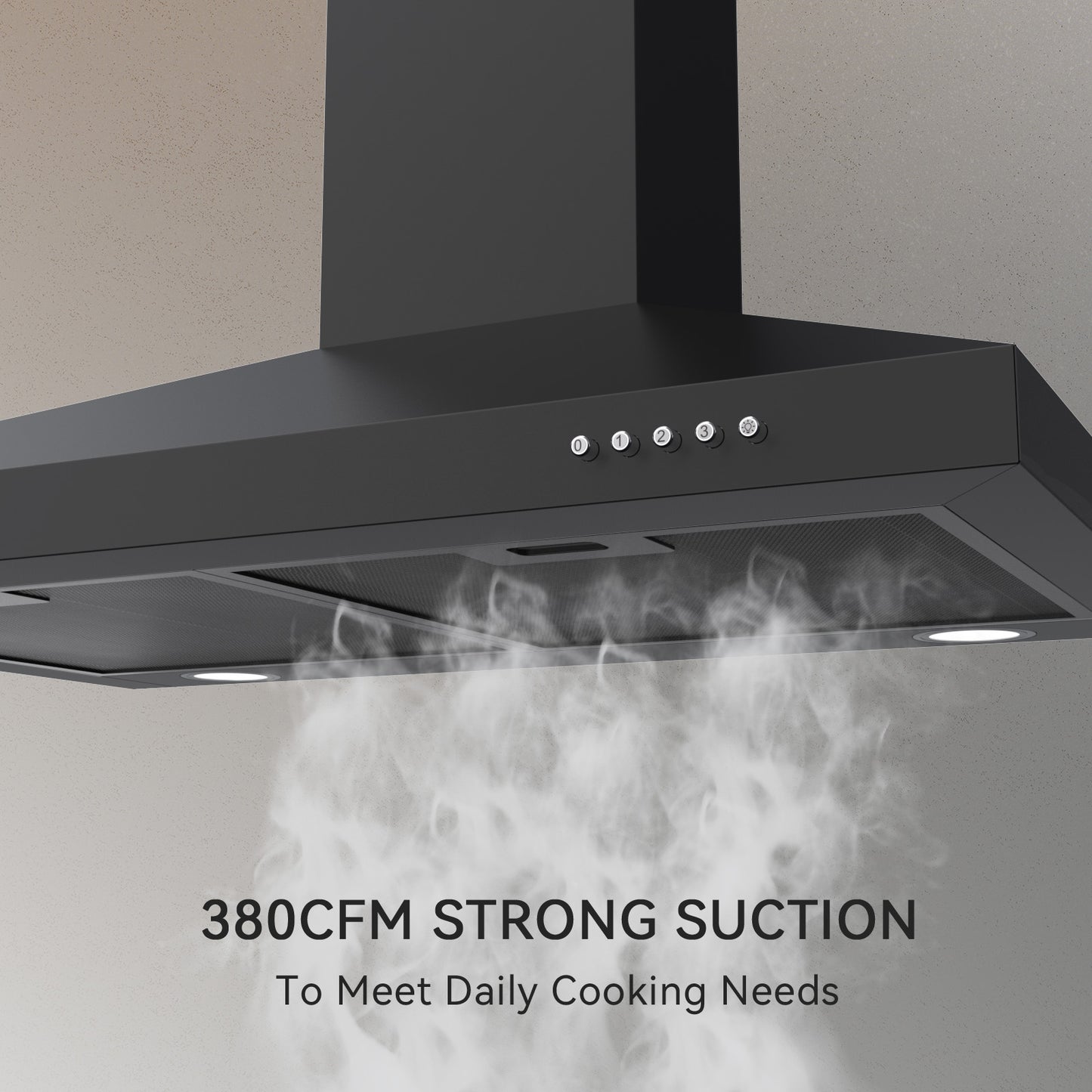 Hermitlux 30 inch Wall Mount Vent Hood for Kitchen with Charcoal Filter, 193 W