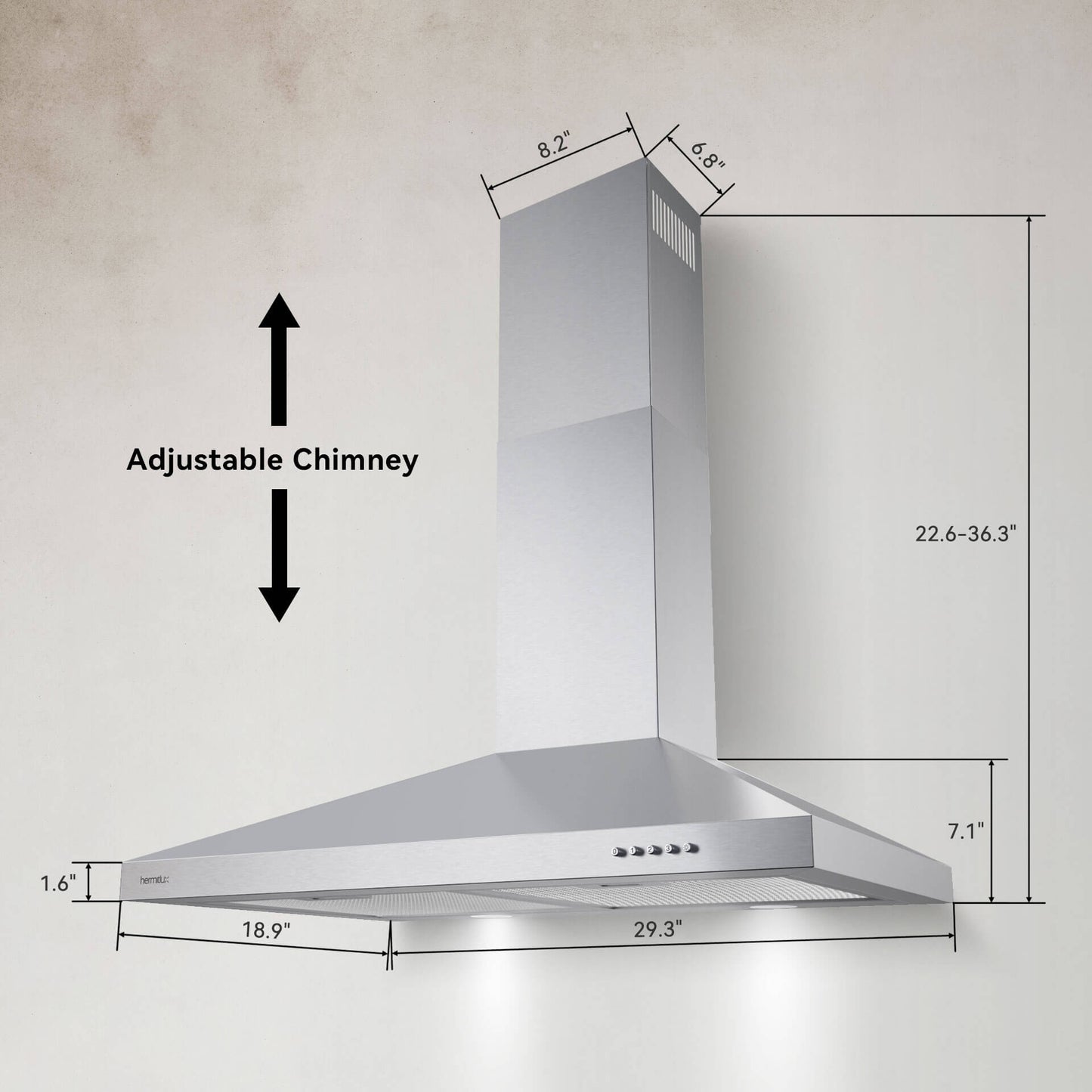 hermitlux Wall Mounted Range Hood HMX-USD24Y75AC 85W