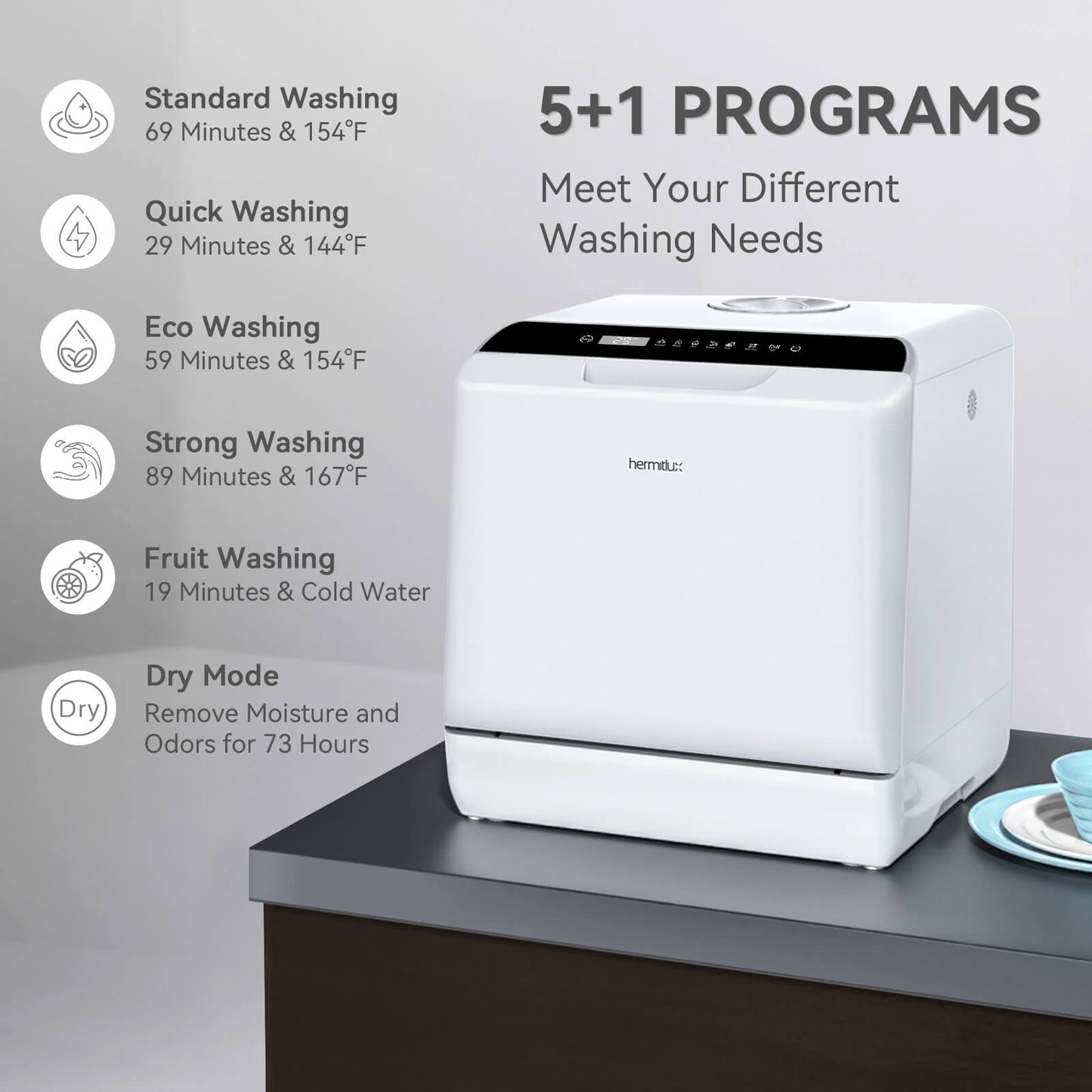 hermitlux Countertop Dishwasher HMX-DW04 950W
