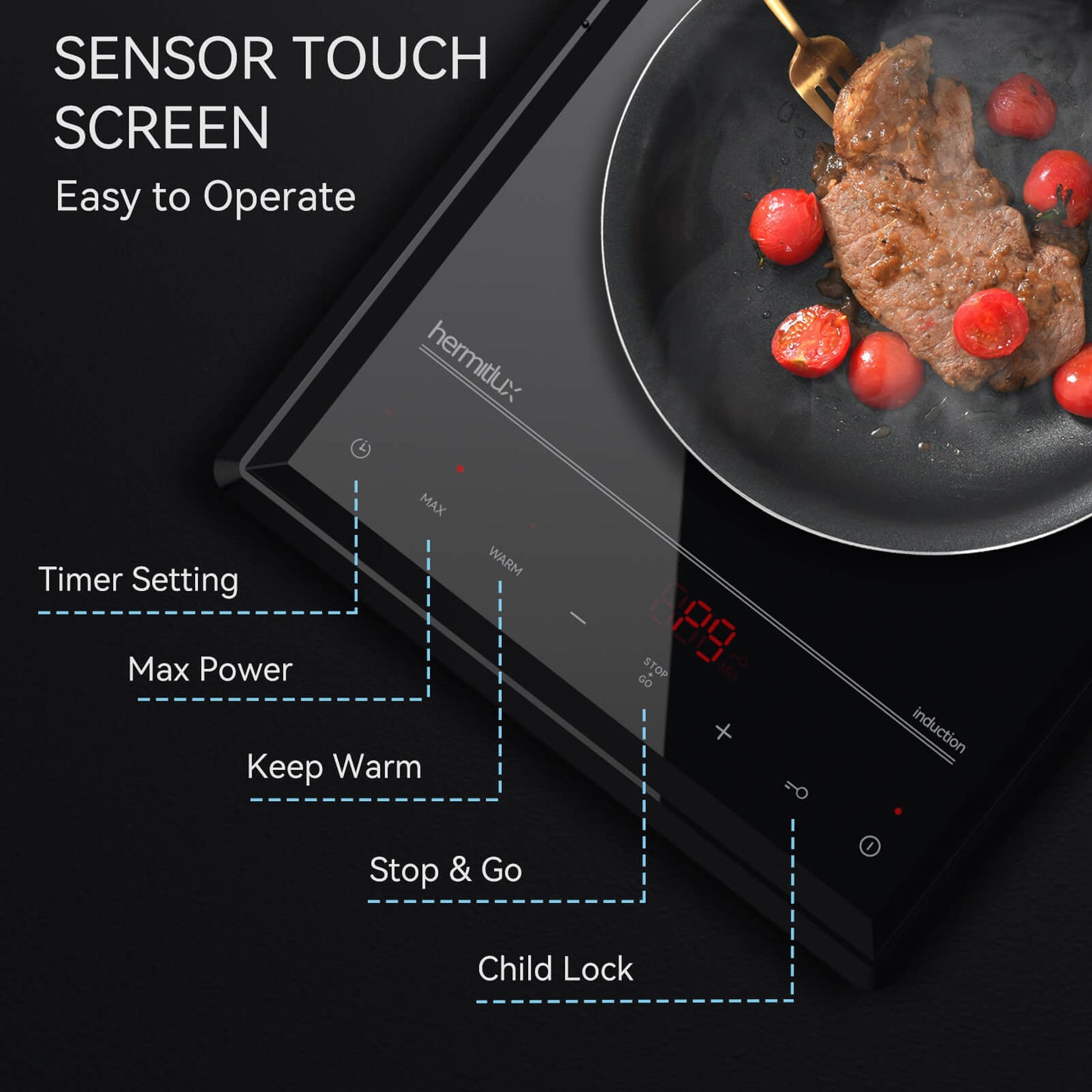 hermitlux Portable Induction Cooktop HMX-IC06B 1800W