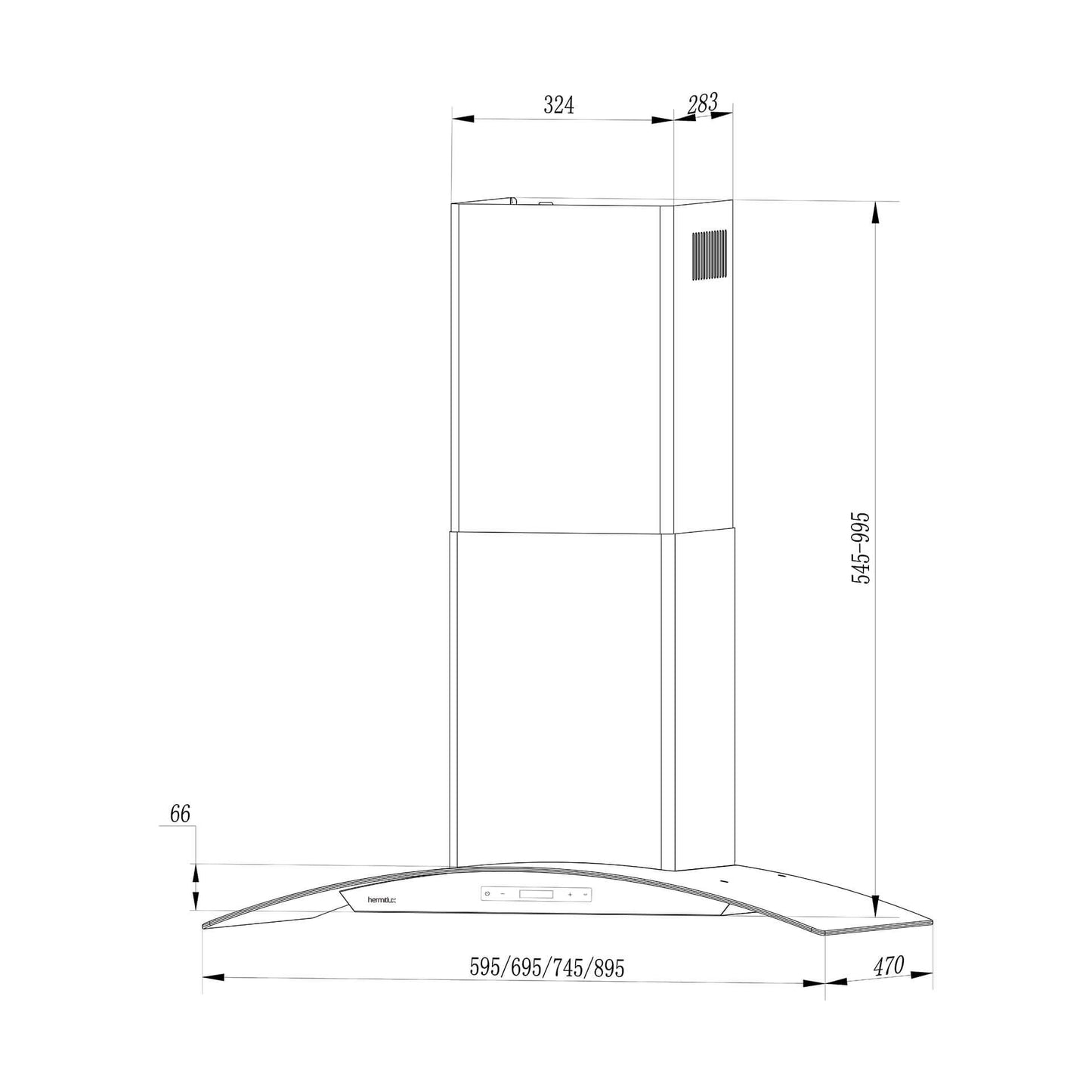 the inch of kitchen range hood