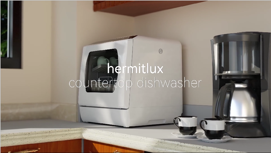 Load video: hermitlux Countertop Dishwasher