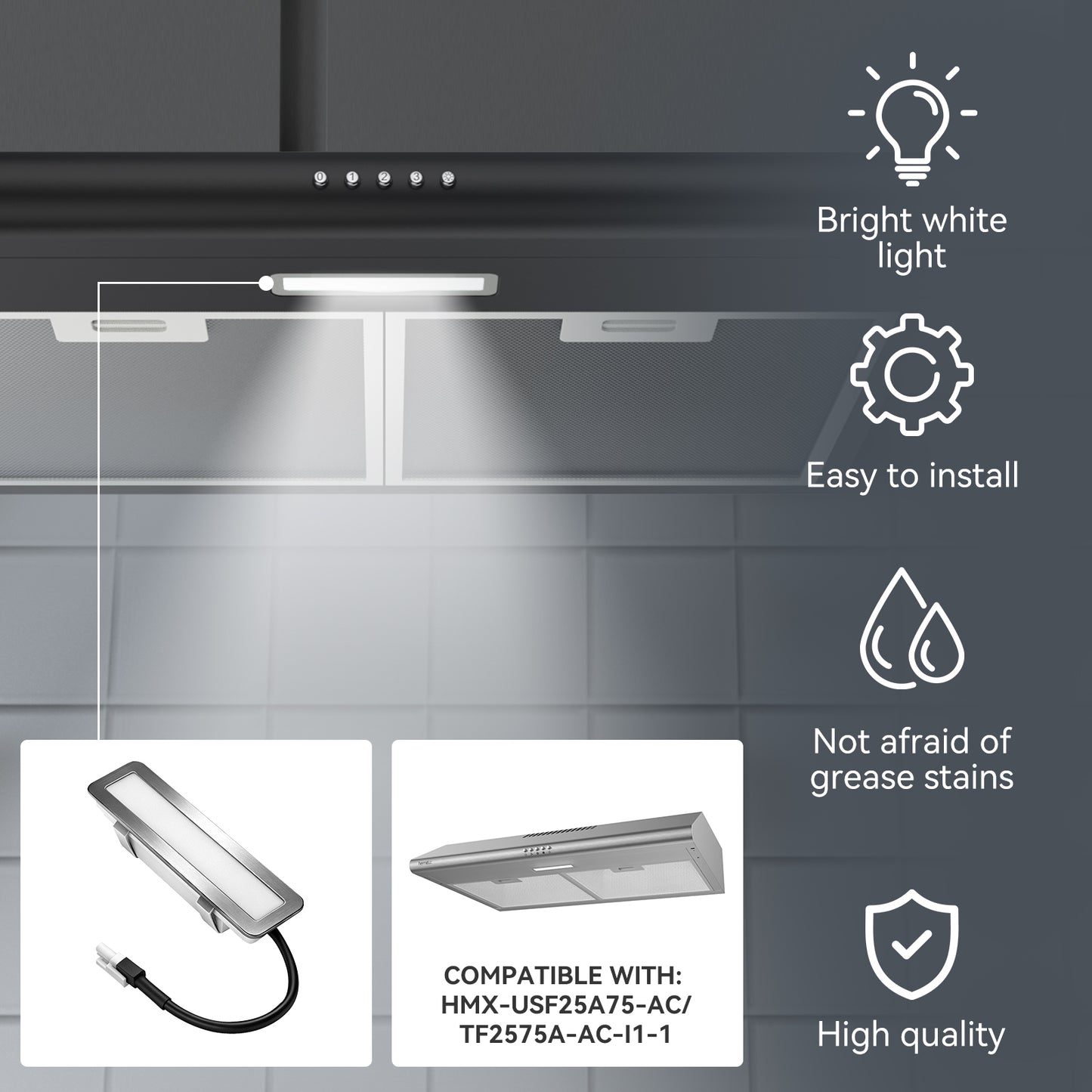 Hermitlux LED Bulb for Range Hood, Replacement  LED Bulb for HMX-UBF25A75-AC & HMX-USF25A75-AC, 1 Pcs/Box