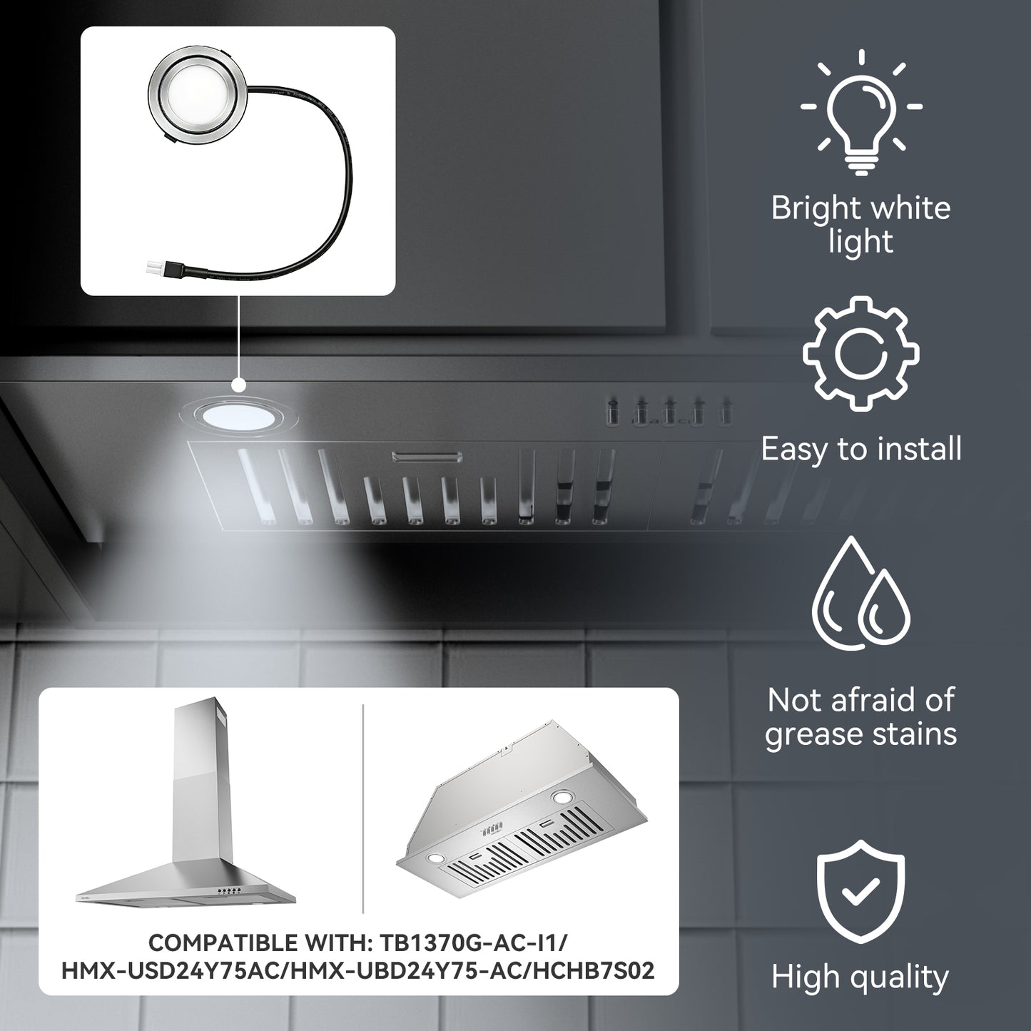 Hermitlux Range Hood Light Bulbs Replacement，1.5W Cooker Hood LED Light Bulbs for ‎HMX-USB13G70-AC/HMX-USD24Y75AC/HMX-UBD24Y75AC, 1 Pcs/Box