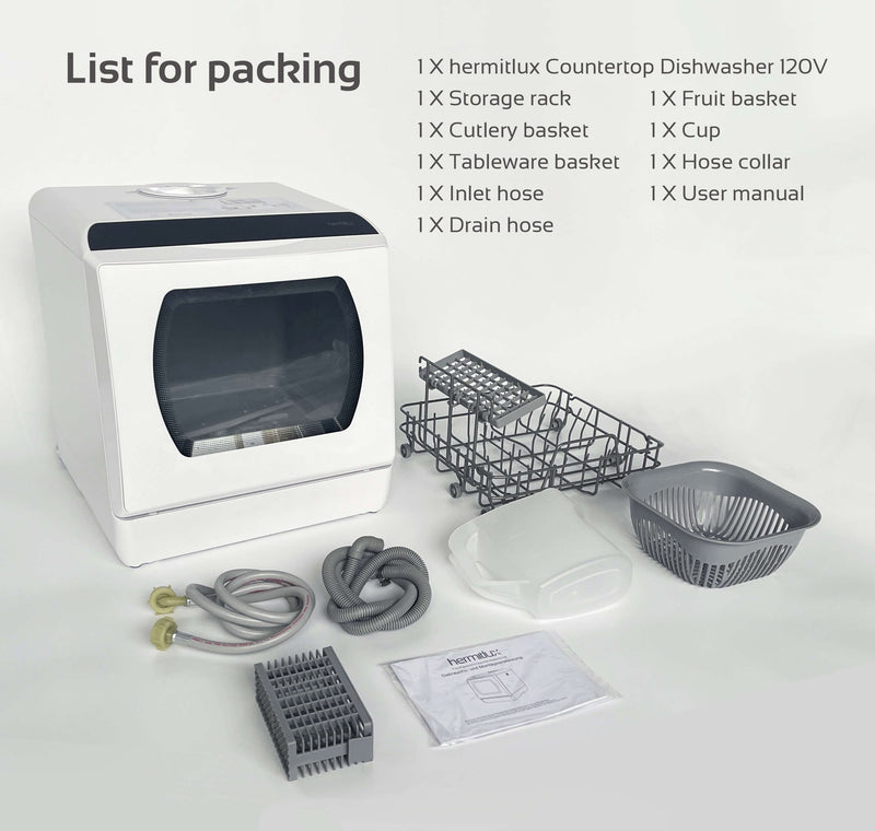 Portable Countertop Dishwasher, 5 Washing Programs Mini Dishwasher with 5L  Built-in Water Tank & Inlet Hose, For apartments
