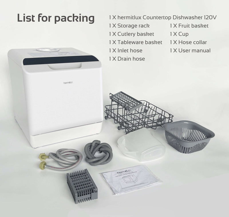 No Hookup Needed Portable Countertop Dishwasher, With 5-Liter Built-in Water  Tank Compact Dishwasher, 5 Programs, Dual Spray