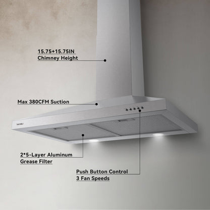 hermitlux Wall Mounted Range Hood HMX-USD24Y75AC 85W