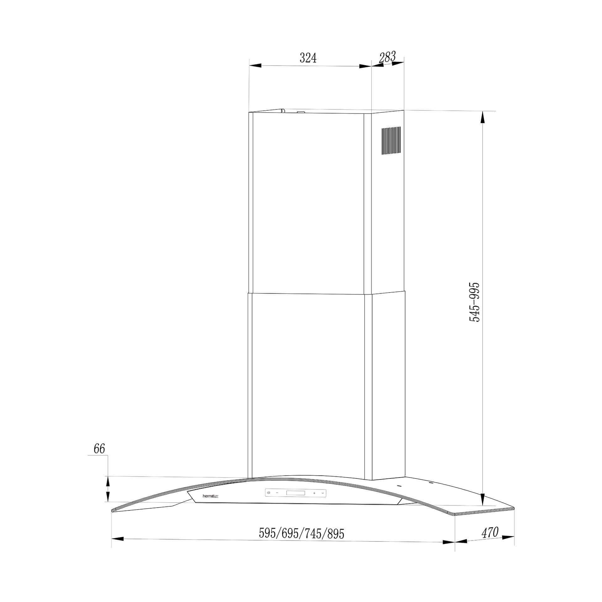 the inch of kitchen range hood