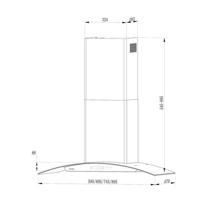 the inch of kitchen range hood